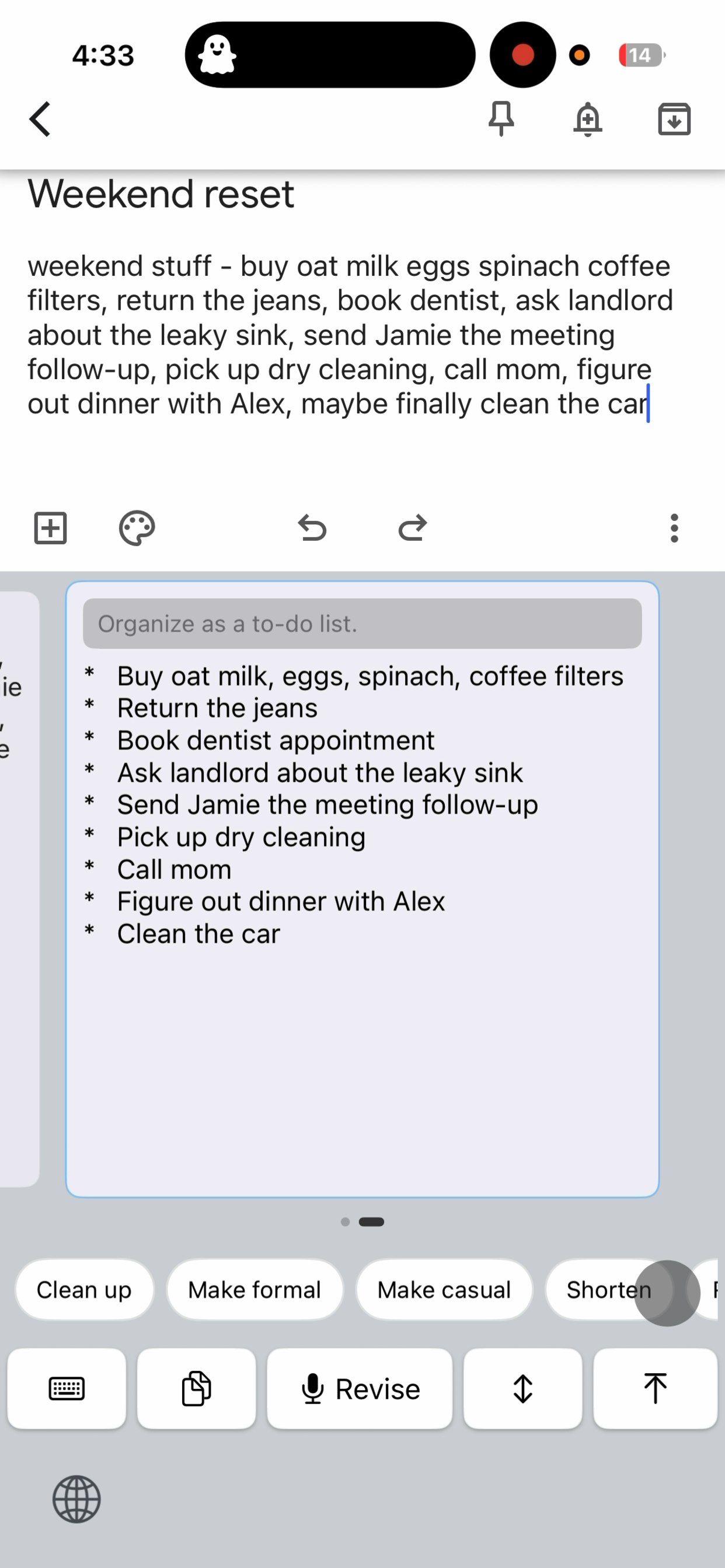 GhostSpeech rewrite in Google Keep